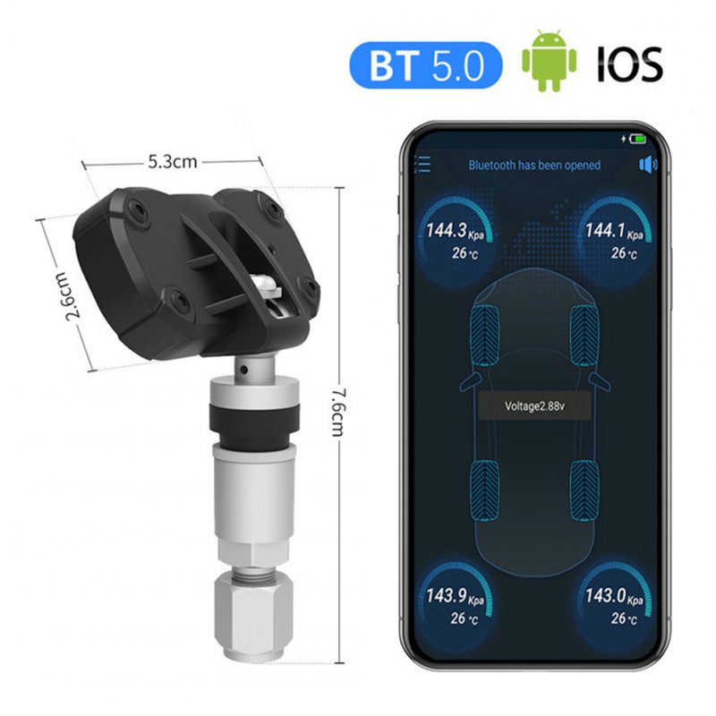 4 Pcs Car Built-in Wireless Tire Pressure Monitor Bluetooth-compatible 5.0 TPMS Compatible For Android Ios 