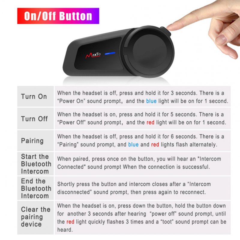 Motorcycle Helmet Bluetooth-compatible Headset Fm Radio Waterproof Universal Hd Group Intercom Earphone 