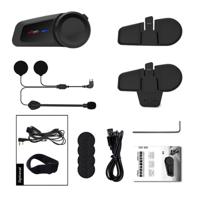 Motorcycle Helmet Bluetooth-compatible Headset Fm Radio Waterproof Universal Hd Group Intercom Earphone 