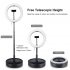 26cm Dimmable LED Ring Light With Round Base Bracket Selfie Phone Clip Flashes black