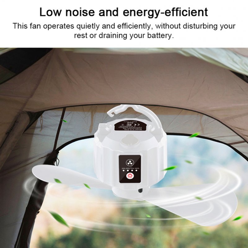 Portable Electric Fan Remote Control USB Air Cooling Fan Camping Ceiling Fan with LED Night Light 