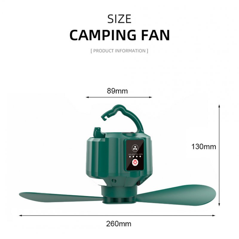 Portable Electric Fan Remote Control USB Air Cooling Fan Camping Ceiling Fan with LED Night Light 
