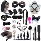 26pcs Bed Game  Play  Set Ribbon Sm Sexy Toy Alternative Clothing Set Appliances Sexy Games Toys For Couple Kits Beige Leopard