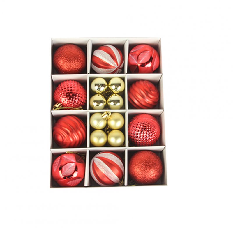 26pcs/set Christmas Ball  Ornaments 3cm 6cm Christmas Ball Gift Box Set For Tree Pendant Red