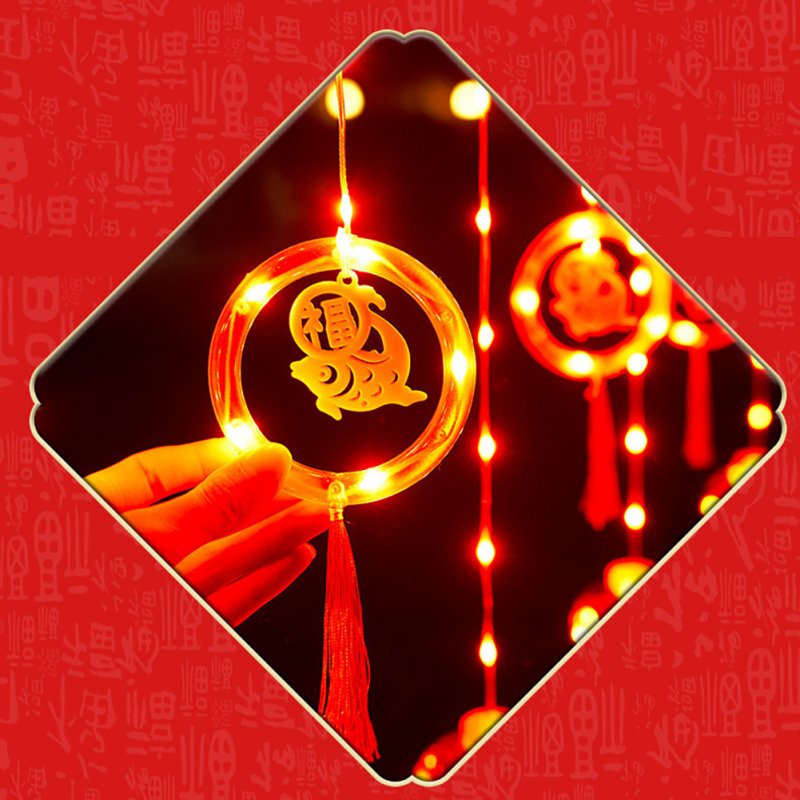 Chinese New Year LED Lantern Lighted Up Chinese Spring Festival Hanging Ornaments For Home Wall Door Window Decorations 