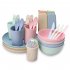 29pcs Reusable Cutlery Set Non slip Wear resistant Household Wheat Straw Bowl Cup Plate Knife Fork Spoon Tableware Mixed color 29pcs set