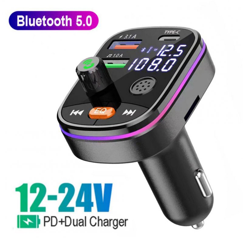 Car Bluetooth Mp3 Fm Transmitter With Usb Charging Port Display Adapter 