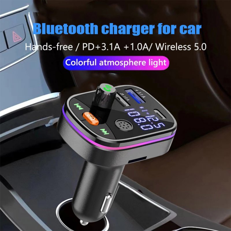 Car Bluetooth Mp3 Fm Transmitter With Usb Charging Port Display Adapter 