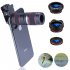 2D26 5 in 1 Phone Zoom Lens 12X HD Telephoto Monocular Macro Lens Kit Telescope Camera Portable Travel