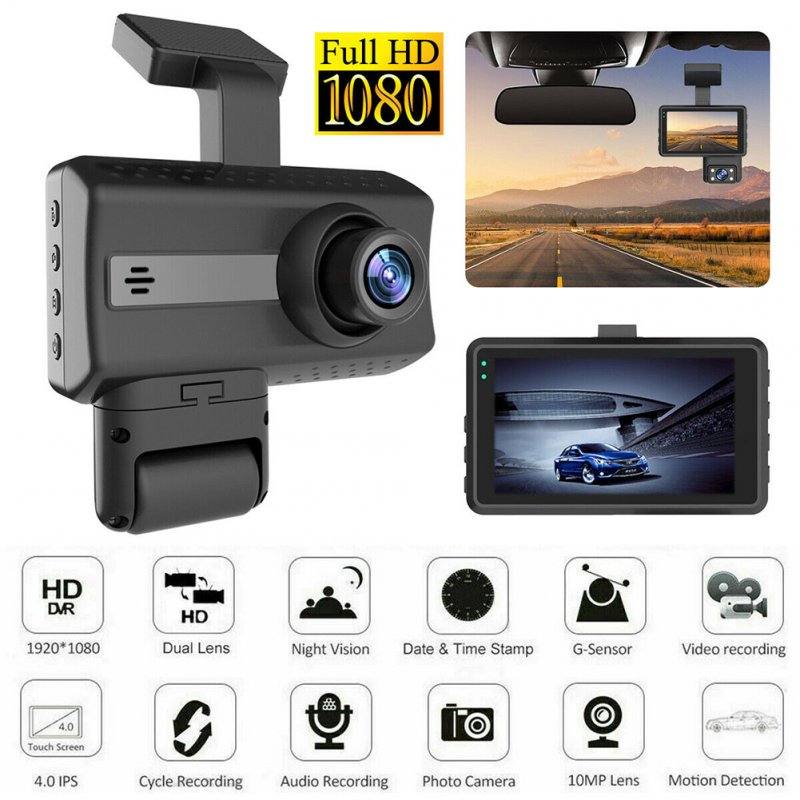 Dual Lens Car Dvr Dash Cam Video Recorder 3-inch HD Display Driving Recorder Camcorder 