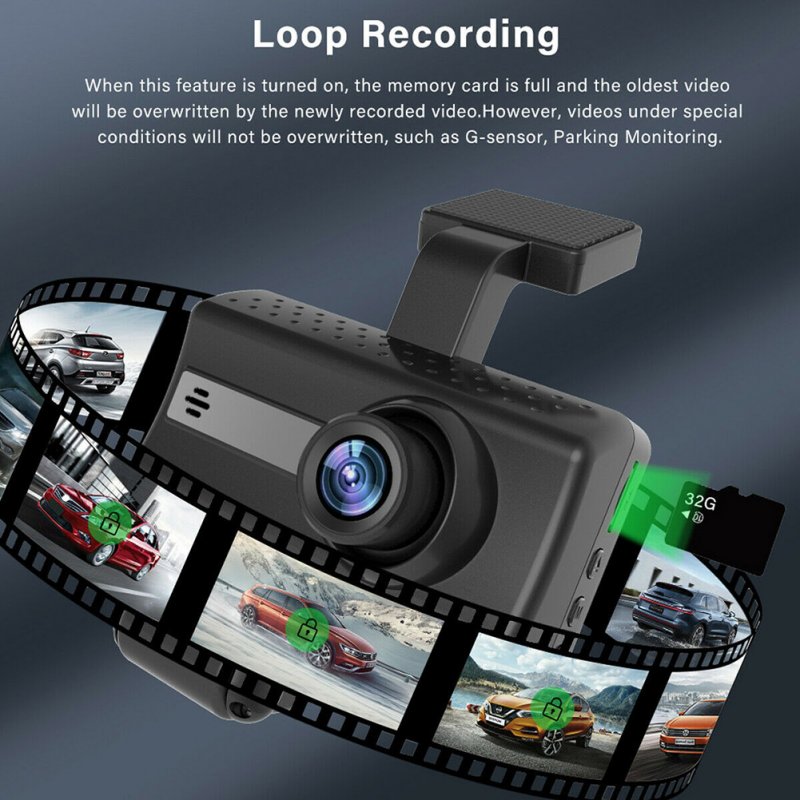 Dual Lens Car Dvr Dash Cam Video Recorder 3-inch HD Display Driving Recorder Camcorder 