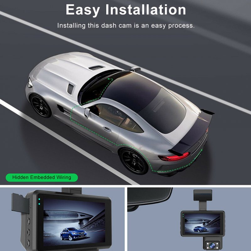 Dual Lens Car Dvr Dash Cam Video Recorder 3-inch HD Display Driving Recorder Camcorder 