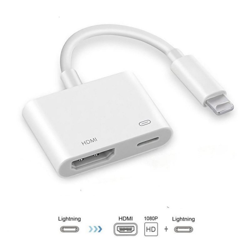2 in1 Lightning to HDMI Adapter White