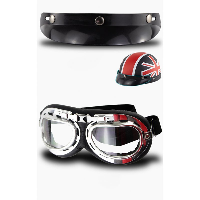 Motorcycle Electric Bike Retro Style Sunscreen  Helmet Couple Half Helmet With Goggles 