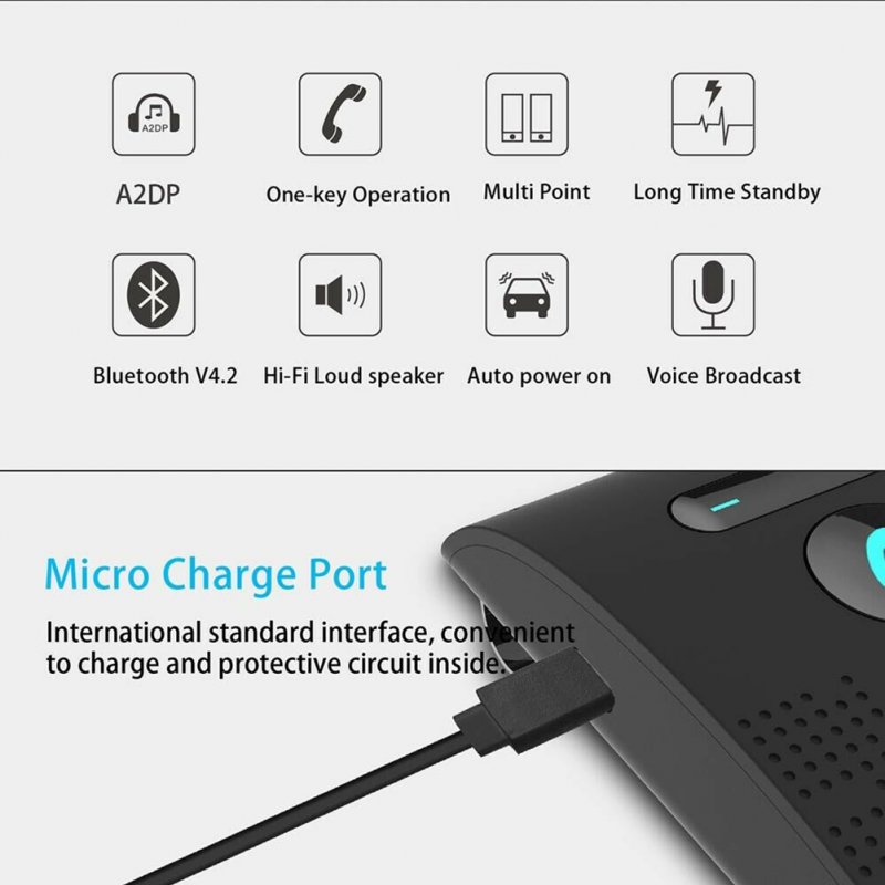 Sp09 Wireless Hands Free Car Kit Speaker Phone Sun Visor Bluetooth 