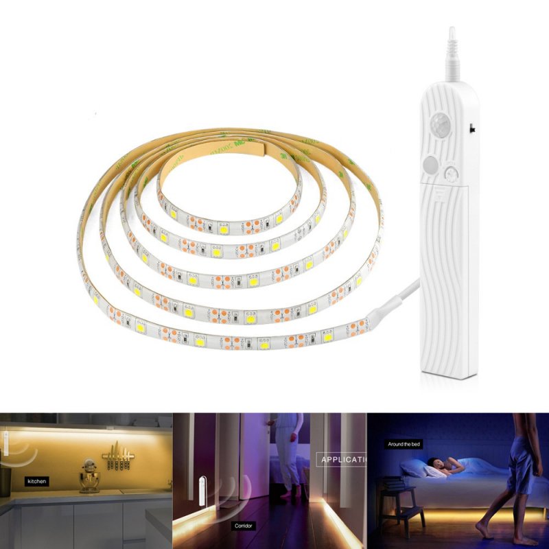 2M Motion Sensor LED String Light for Cabinet Stairs Hallway Under Bed Lighting Warm white light