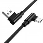 2M Type C 90 Degree Charging Cable - Black