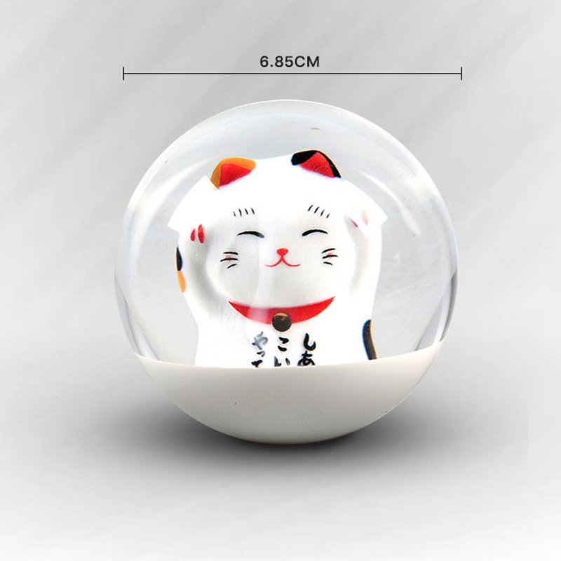 1 Set Acrylic Fortune Lucky Cat Round Gear Ball Shift Knob Adapter 