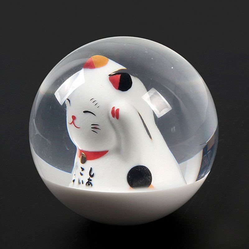 1 Set Acrylic Fortune Lucky Cat Round Gear Ball Shift Knob Adapter 