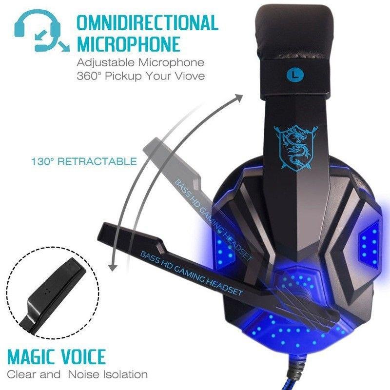 Wired Gaming Headset Headphone for PS4 Xbox One Nintend Switch iPad PC 