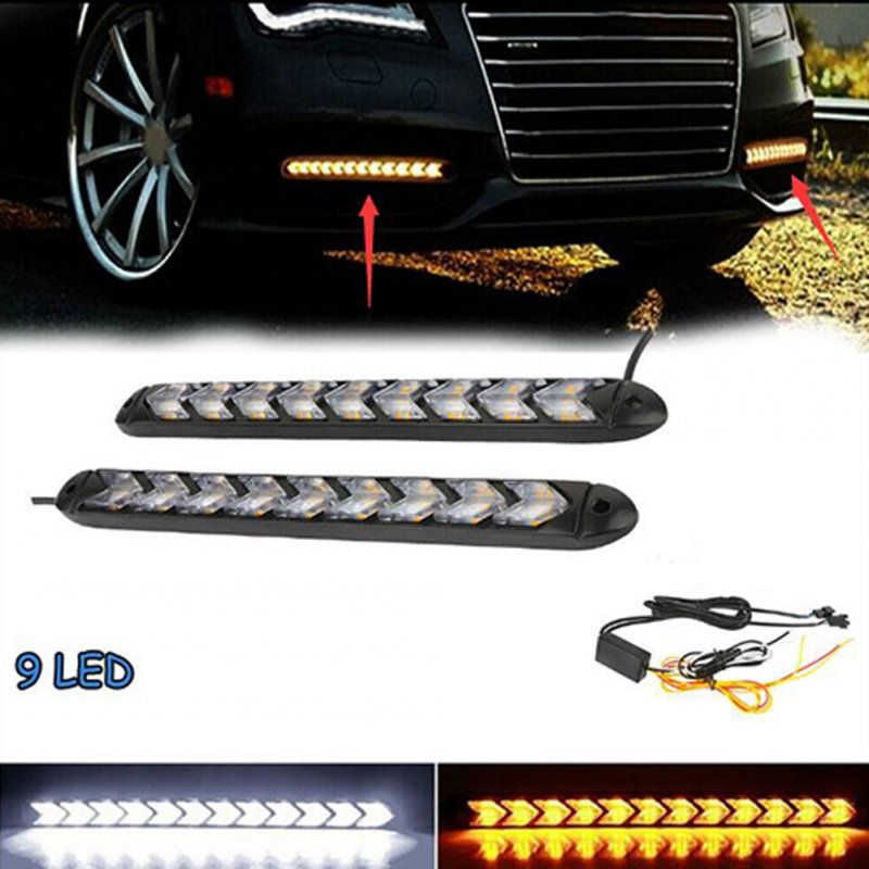 12 LED White Amber Flowing Knight Light Strip Arrow Flasher DRL Turn Signal Lamp