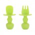 2PCS Baby Silicone Spoon Plate Baby Feeding Supplies Baby Silicone Fork Food Grade Newborn Accessories green