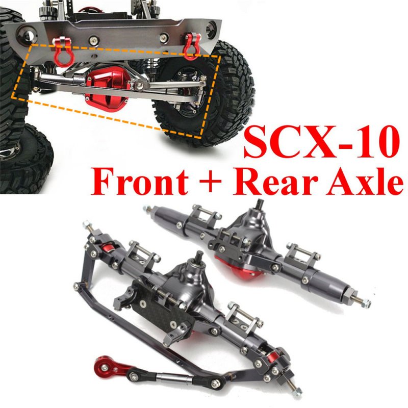 2PCS CNC Aluminum Front + Rear Rock Bridge Axle for AXIAL Honcho Jeep SCX10 1/10 Rc Car Parts as shown