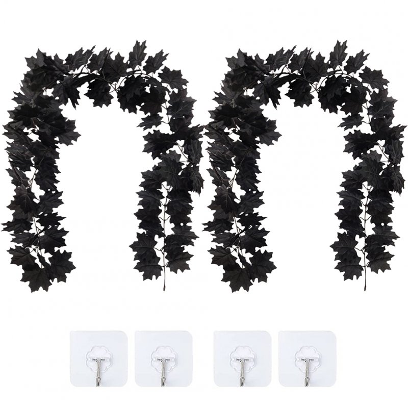 2PCS Halloween Maple Leaf Garland With 4pcs Hook Artificial Hanging Floral Garlands Fall Leave Vines