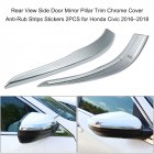 2PCS Rear View Side Mirror Pillar Trim ABS Cover Anti-Rub Strips Stickers For Honda Civic 16-20