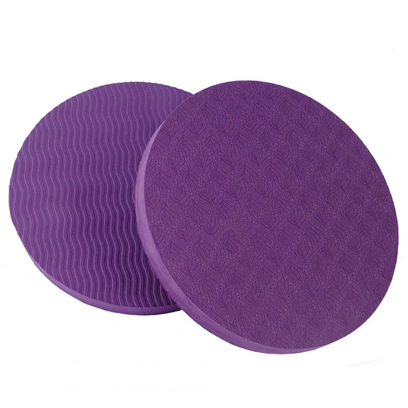 2PCS/Set Portable Round Knee Pad Yoga Mats Fitness Sprot Pad Plank Gym Disc Protective Pad Cushion purple_17.5cm in diameter