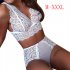 2PCS Set Sexy Women Underwear Panties Hot Lingerie Lace Bra and Briefs  white XXL
