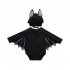 2PCS Set Unisex Baby Halloween Cosplay Costume Bat Design Long sleeve Rompers   Hat black 70cm