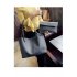 2PCS Set Women Fashionable Clemence Handbag Lichee Grain Bags Shoulder Tote   Dark Gray