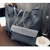 2PCS Set Women Fashionable Clemence Handbag Lichee Grain Bags Shoulder Tote   Dark Gray