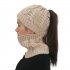 2PCS Set Women Fashionable Beanie Cap   Neck Gaiter Knitted Ponytail Hat