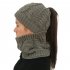 2PCS Set Women Fashionable Beanie Cap   Neck Gaiter Knitted Ponytail Hat