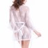 2PCS Set Women Sexy Nightdress Night Robe   G String See Through Lace Kimono Style Nightwear Underwear Set white XL