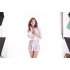 2PCS Set Women Sexy Nightdress Night Robe   G String See Through Lace Kimono Style Nightwear Underwear Set black L