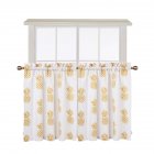 2PCS Small Window Curtains Tiers Pineapple Print Rod Pocket Curtain Set Kitchen Bathroom Bedroom Drapes