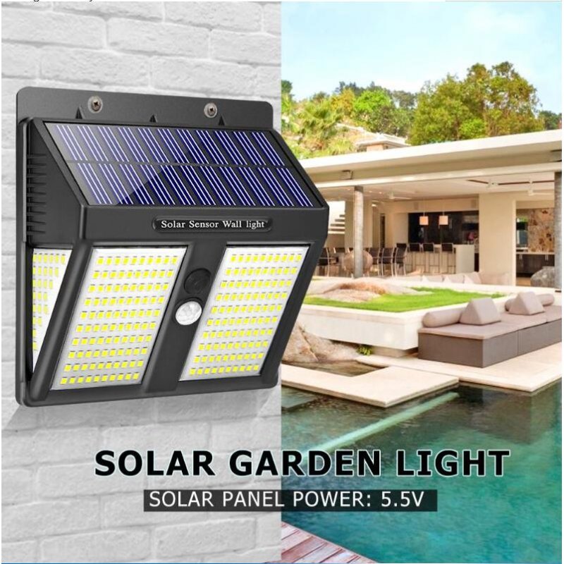 2PCS Solar Garden Light 250LED Solar Body Sensor Lamp Control Waterproof High Brightness White light_2pcs