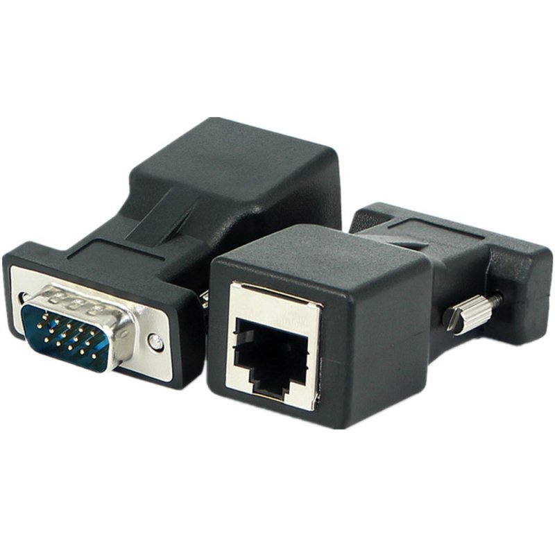 2PCS VGA to RJ45 Converter VGA Video Expander 15 Pin Male to RJ45 LAN CAT5 CAT6 Ethernet Female Adapter Cable