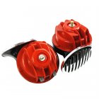 2Pcs 12V/24V Snail Air Horn with Cover Loud Alarm Kit for Car Boat Motorcycle; Red 12V