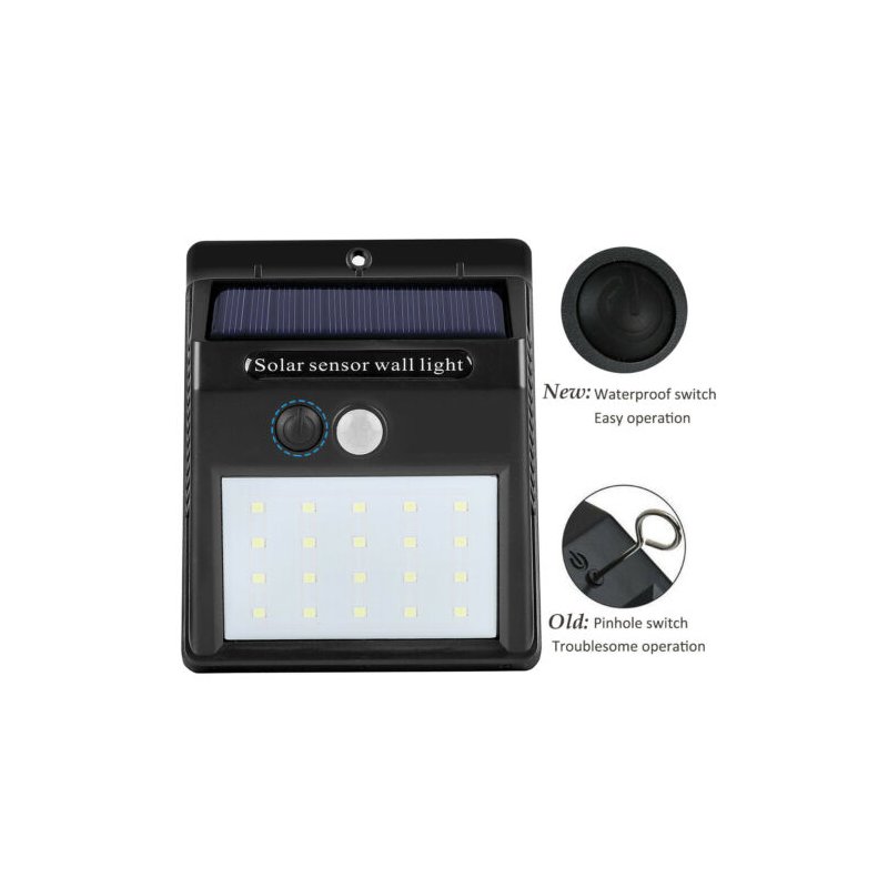 2Pcs 20LEDs Solar Charging Waterproof Human Body Induction Light for Outdoor Street Yard Path White Light White light_People come to light, people go to turn off