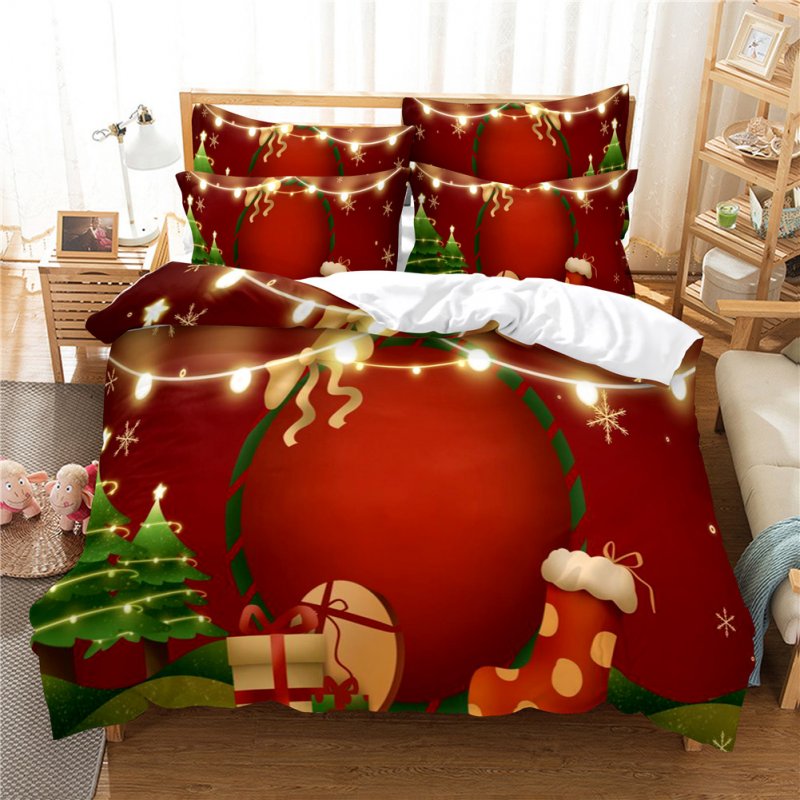 2Pcs/3Pcs Full/Queen/King Quilt Cover +Pillowcase 3D Digital Printing Christmas Series Beeding Set King