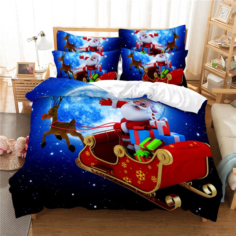 2Pcs/3Pcs Full/Queen/King Quilt Cover +Pillowcase 3D Digital Printing Christmas Series Beeding Set FUll