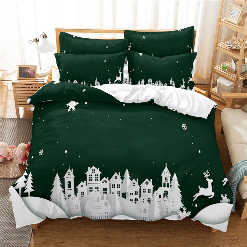 2Pcs/3Pcs Full/Queen/King Quilt Cover +Pillowcase 3D Digital Printing Christmas Series Beeding Set Queen