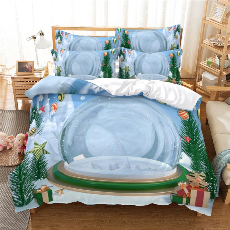 2Pcs/3Pcs Full/Queen/King Quilt Cover +Pillowcase 3D Digital Printing Christmas Series Beeding Set Twin