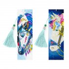 2Pcs 5D DIY Bookmark Diamond Painting Leather Tassel Book Marks Special Shaped Diamond Embroidery SQ03