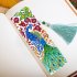 2Pcs 5D Diamond Painting Leather Bookmark Tassel Book Marks Special Shaped Diamond Embroidery peacock