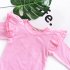 2Pcs Baby Newborn Girl Soft Cotton Flying Sleeve Jumpsuits Solid Color Rompers